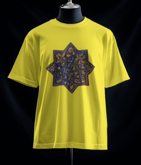 تیشرت کاشی لاجوردی هشت پر (رنگ زرد)