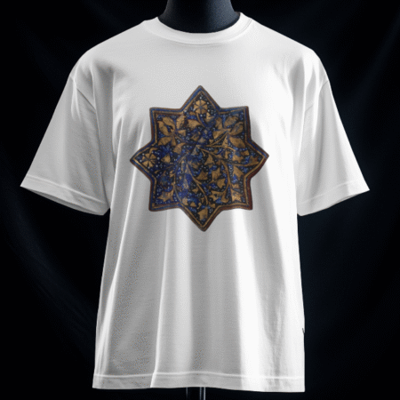 تیشرت کاشی لاجوردی هشت پر (رنگ سفید)