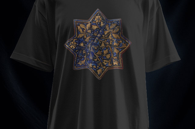 تیشرت کاشی لاجوردی هشت پر (رنگ مشکی)