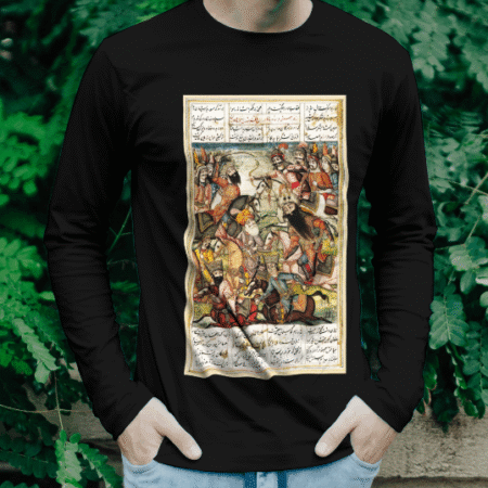 تیشرت آستین بلند رزم رستم با شاه هاماوران (رنگ مشکی)