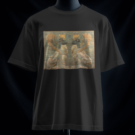 تیشرت دو‌گاو بالدار با سر انسان (رنگ مشکی)