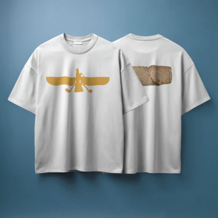 تیشرت دوروی منشور کوروش و فروهر زرین (رنگ سفید)